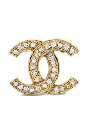 CHANEL Pre-Owned 1980-1990s CC rhinestone brooch - Gold