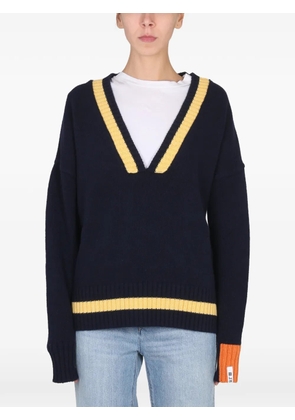 RIGHT FOR V-neck stripe-detail sweater - Blue
