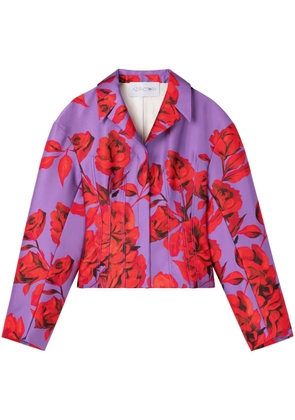 AZ FACTORY Hibiscus-print cropped jacket - Purple
