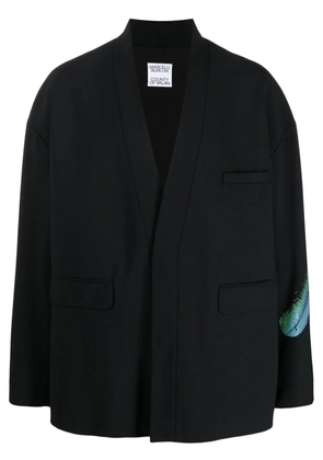 COUNTY OF MILAN feather-print kimono-inspired blazer - Black