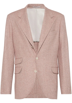 Brunello Cucinelli herringbone linen blazer - Orange