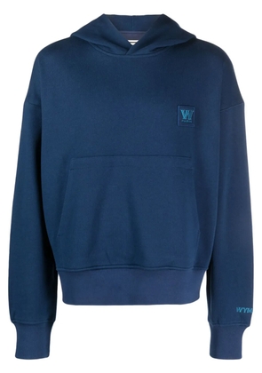 Wooyoungmi embroidered-logo cotton hoodie - Blue