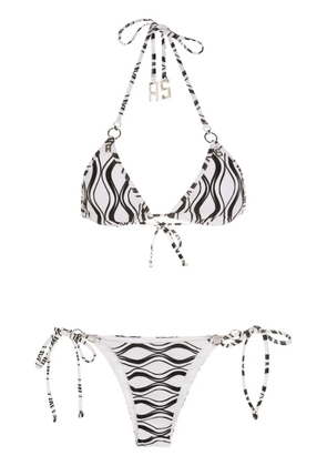Amir Slama wave-print triangle bikini set - White