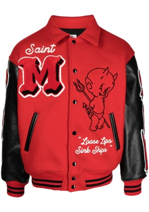 SAINT MXXXXXX Devil varsity letter jacket - Red