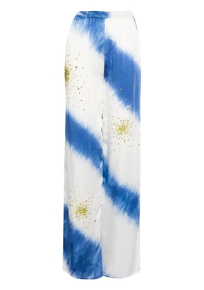 DES PHEMMES crystal-embellished tie-dye trousers - White