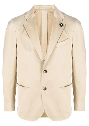 Lardini satin-finish single-breasted blazer - Neutrals
