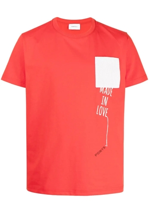 Ports V logo-embroidered patchwork-detail T-shirt