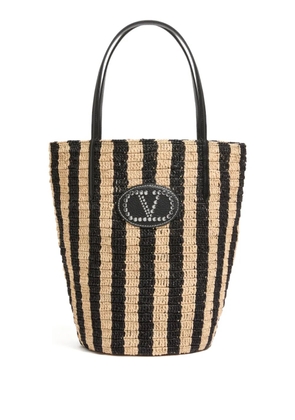 Valentino Garavani striped raffia shopping bag - Neutrals
