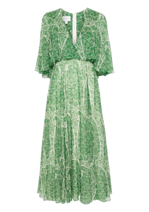 Giambattista Valli botanical-print silk midi dress - Green