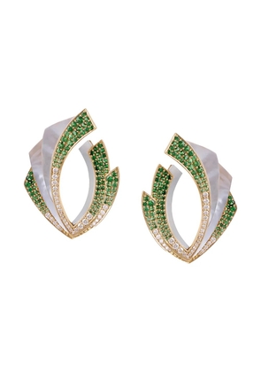 Ananya 18kt gold diamond tsavorite Mogra Light Blossom earrings - Green