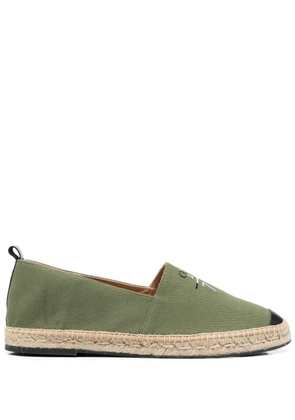 Philipp Plein logo-print leather-trim espadrilles - Green