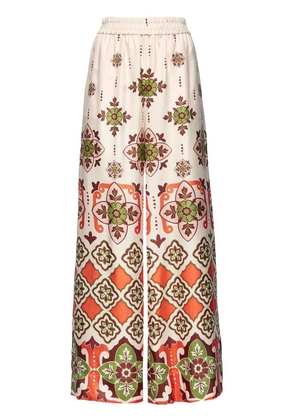 La DoubleJ printed silk palazzo trousers - Orange