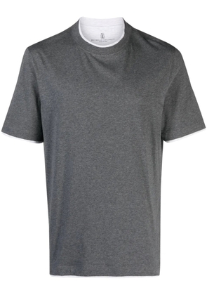 Brunello Cucinelli layered-effect cotton T-shirt - Grey