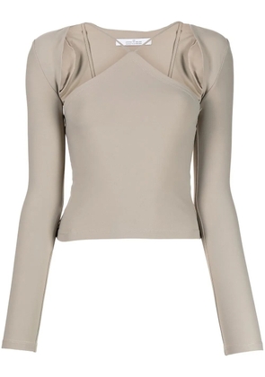 Rokh cut-out detail long-sleeve T-shirt - Grey