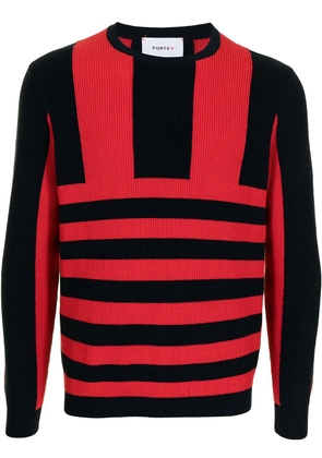 Ports V stripe-print knitted jumper - Red