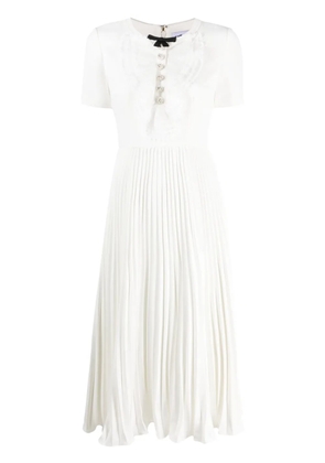 Self-Portrait lace-collar pleated midi dress - White