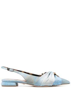 Roberto Cavalli graphic-print slingback ballerinas - Blue