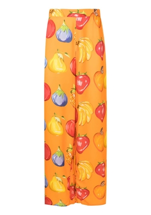 Amir Slama fruit-print straight trousers - Orange
