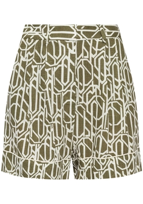 DVF Diane von Furstenberg abstract-pattern linen shorts - Green
