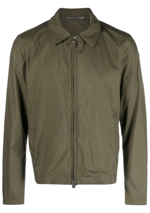 Canali goatskin zip-up shirt jacket - Green