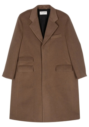 Saint Laurent single-breasted wool long coat - Brown