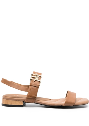 Tommy Hilfiger logo-buckle leather sandals - Brown