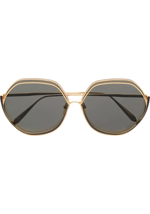 Linda Farrow rounded hexagonal-frame sunglasses - Gold