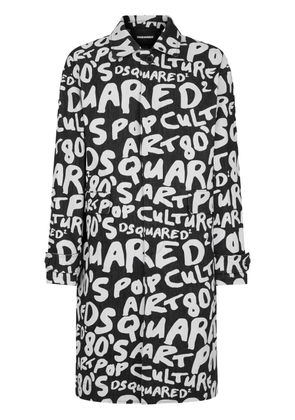 DSQUARED2 logo-print single-breasted coat - Black
