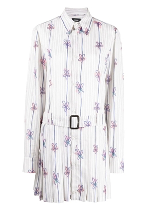 EGONlab. floral-print striped shirtdress - White