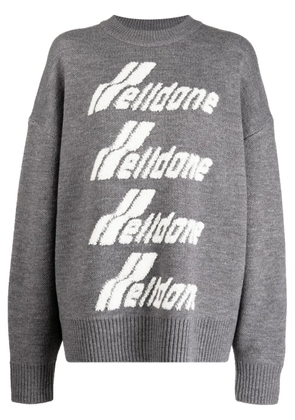 We11done Gray Pile intarsia-knit logo jumper - Grey