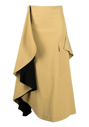 colville asymmetric draped ruffle midi-skirt - Neutrals