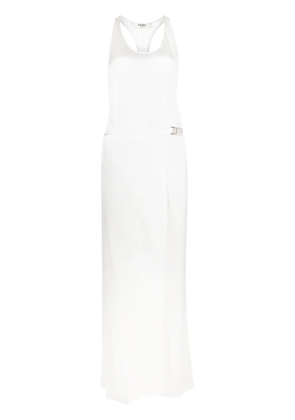 FENDI sleeveless silk satin jumpsuit - White