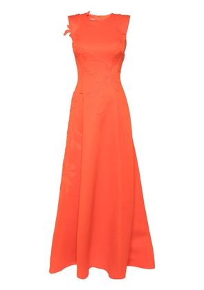 Saiid Kobeisy floral-detail neoprene gown - Orange