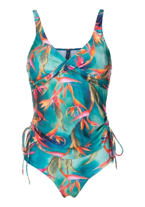 Lygia & Nanny Bruma-print draped tankini - Blue