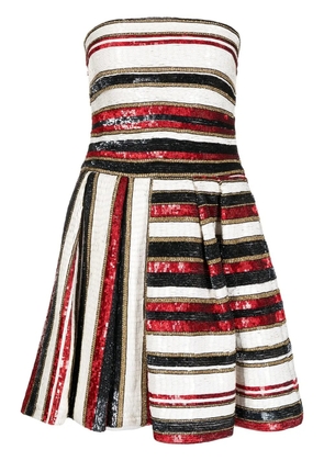 Zuhair Murad sequinned stripe-print mini dress - Red