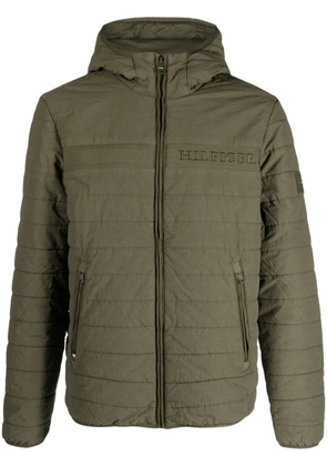 Tommy Hilfiger logo-embroidered padded hooded jacket - Green