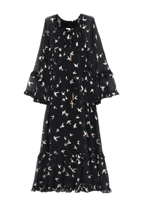 ZIMMERMANN bird-print ruffled dress - Black