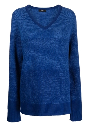 Goen.J V-neck ribbed-knit jumper - Blue