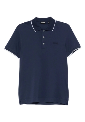 Zegna contrast-collar polo shirt - Blue