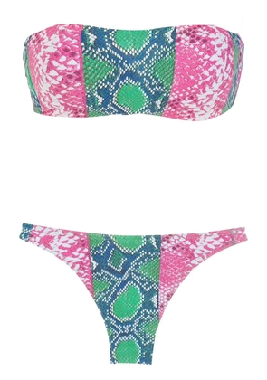 Amir Slama snakeskin-print bikini set - Green