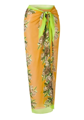 Amir Slama rose-print long sarong - Yellow