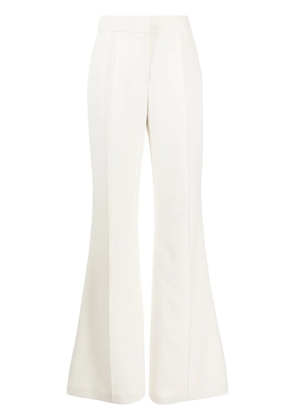 Elie Saab pressed-crease cady flared trousers - White