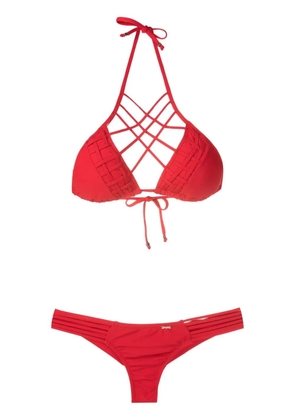 Amir Slama lattice-strap bikini set - Red