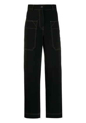 Alberto Biani contrast stitching straight-leg trousers - Black