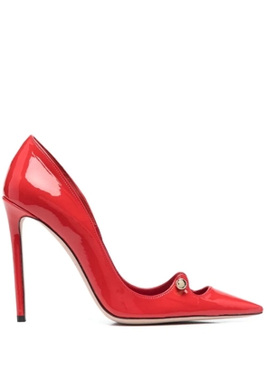 HARDOT 110mm bar-detail patent leather pumps - Red