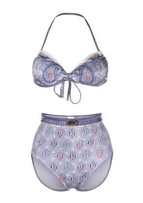 ZIMMERMANN paisley-print halterneck bikini - Blue
