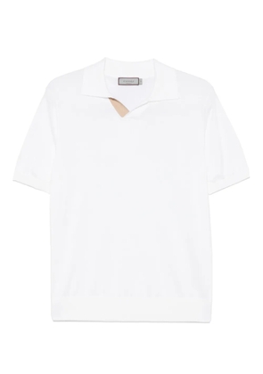 Canali suede-detail polo shirt - White