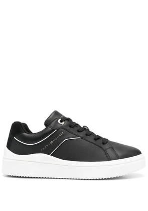 Tommy Hilfiger leather logo-print sneakers - Black