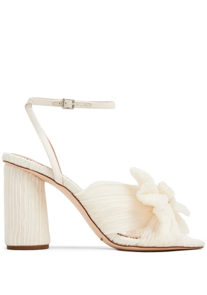Loeffler Randall Camellia pleated-bow 90mm sandals - Neutrals