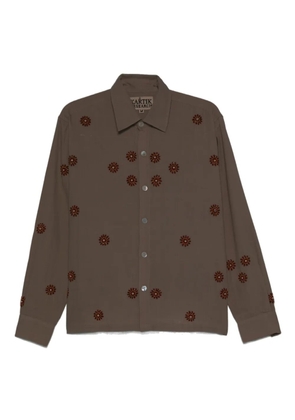 Kartik Research embroidered floral shirt - Brown